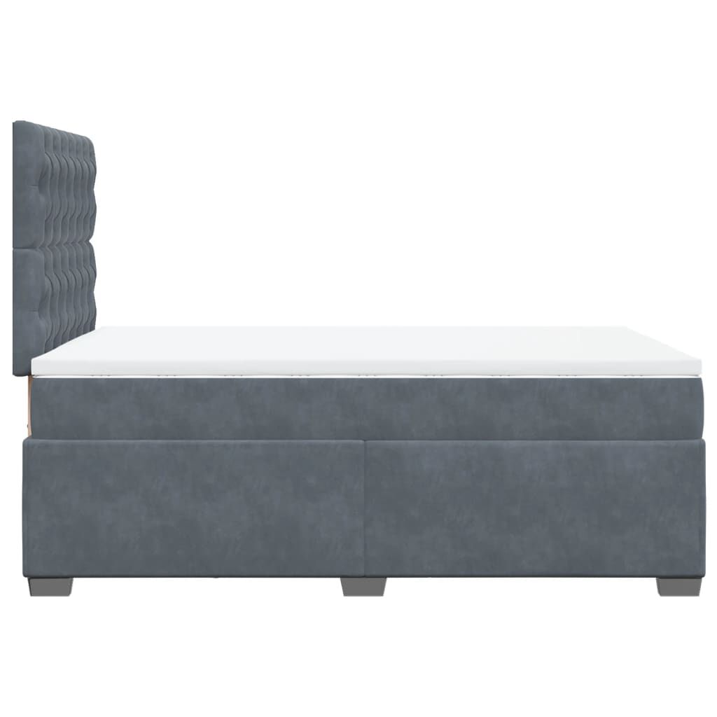 vidaXL Κρεβάτι Boxspring με Στρώμα Σκούρο Γκρι 120x190 εκ. Βελούδινο