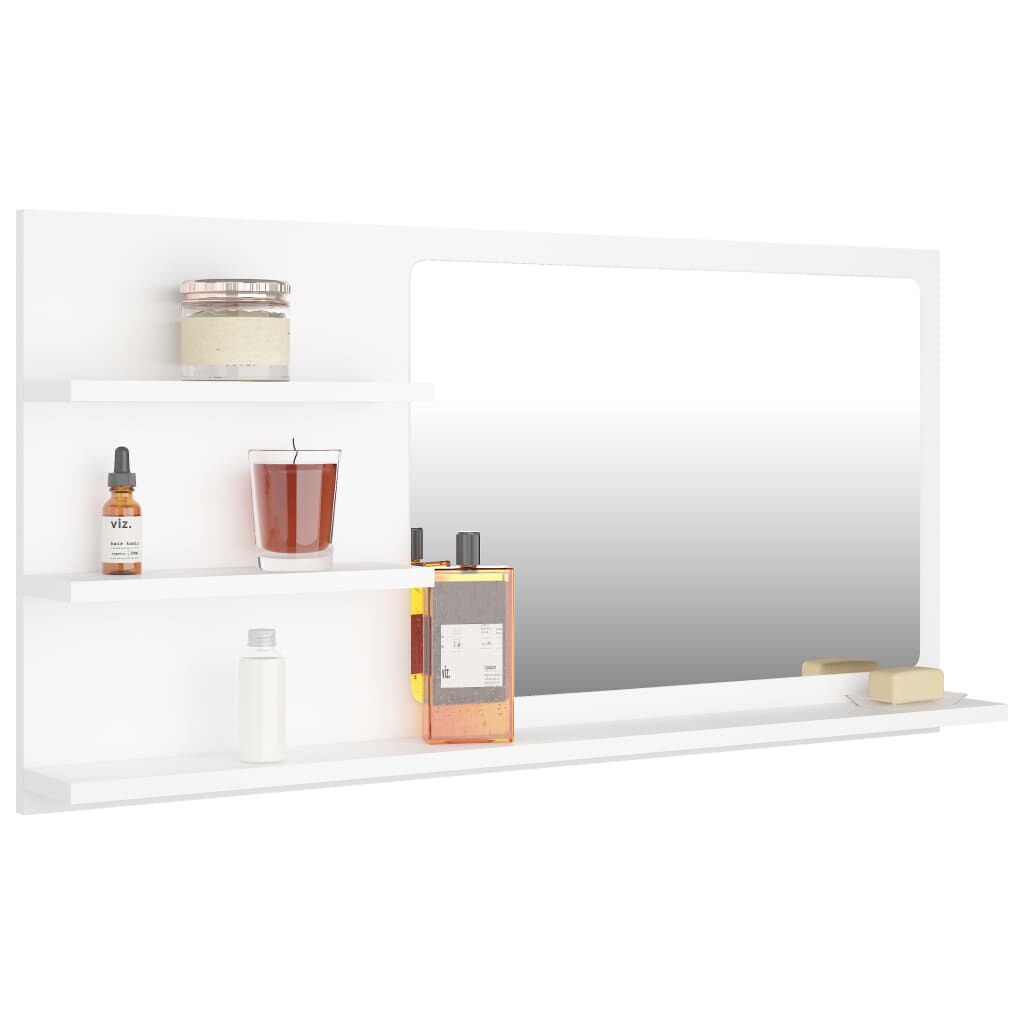 vidaXL Καθρέφτης Μπάνιου Λευκός 90 x 10,5 x 45 εκ. Επεξ. Ξύλο