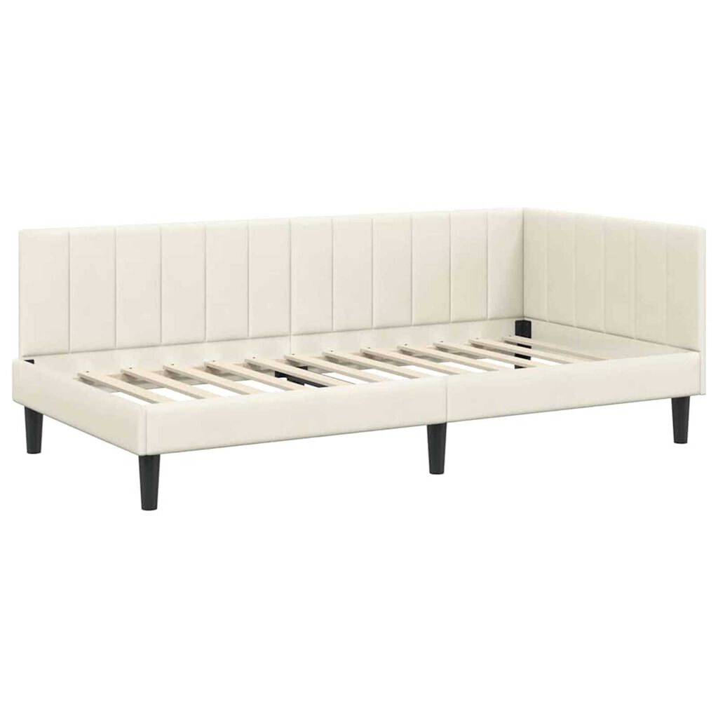 vidaXL Κρεβάτι Γωνίας με κεφαλάρι Κρεμ 90 x 190 cm Βελούδο