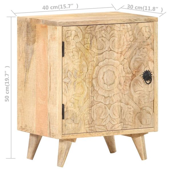 vidaXL Κομοδίνο Σκαλιστό 40 x 30 x 50 εκ. από Μασίφ Ξύλο Μάνγκο
