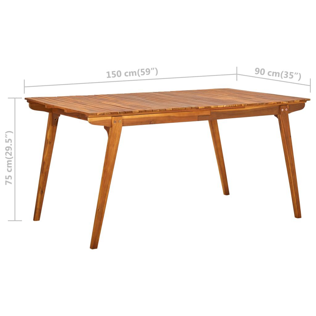 vidaXL Τραπέζι Κήπου 150 x 90 x 75 εκ. Μασίφ Ξύλο Ακακίας