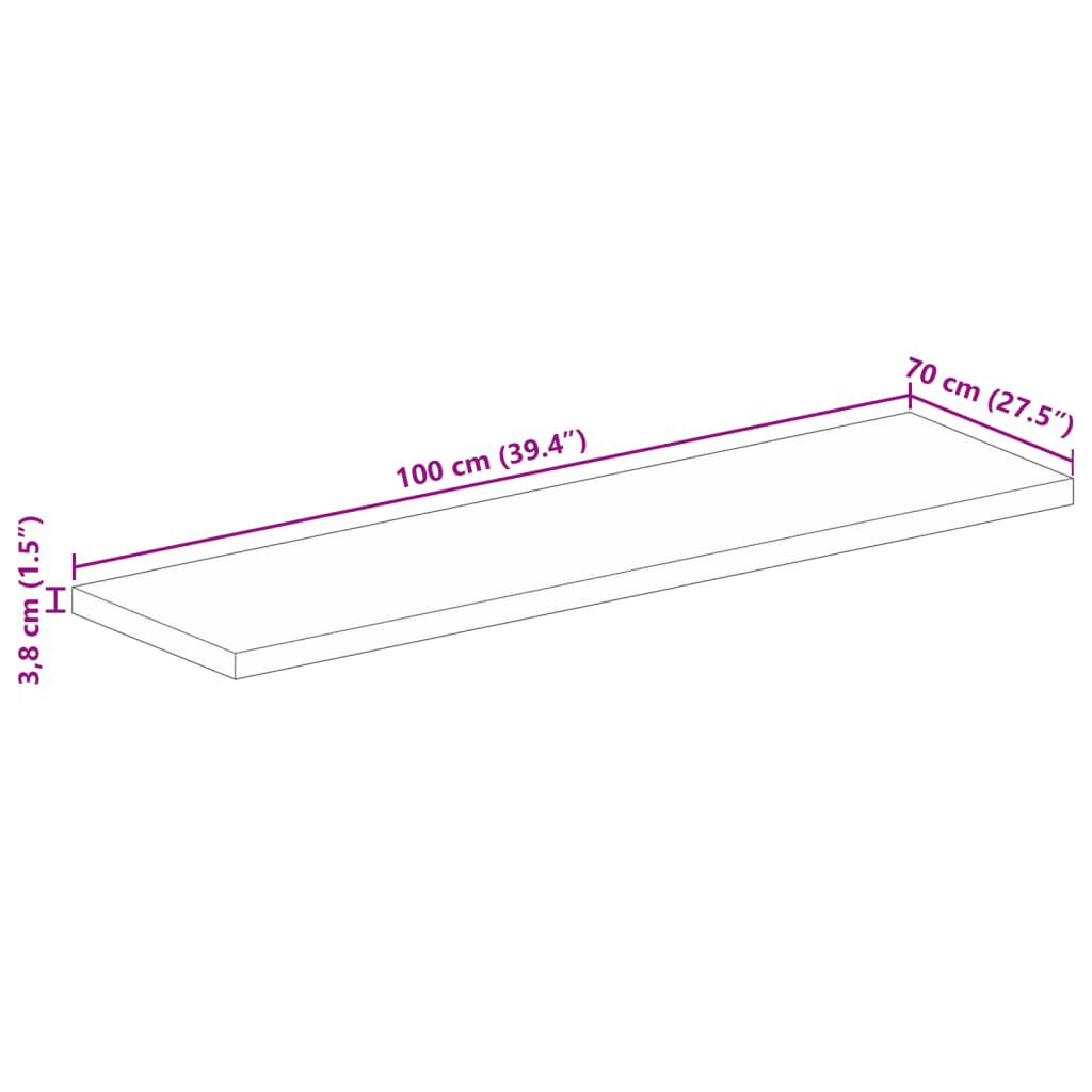 vidaXL Επιφάνεια Τραπεζιού Ορθογώνια 100x70x3,8 εκ. Μασίφ Ξύλο Μάνγκο