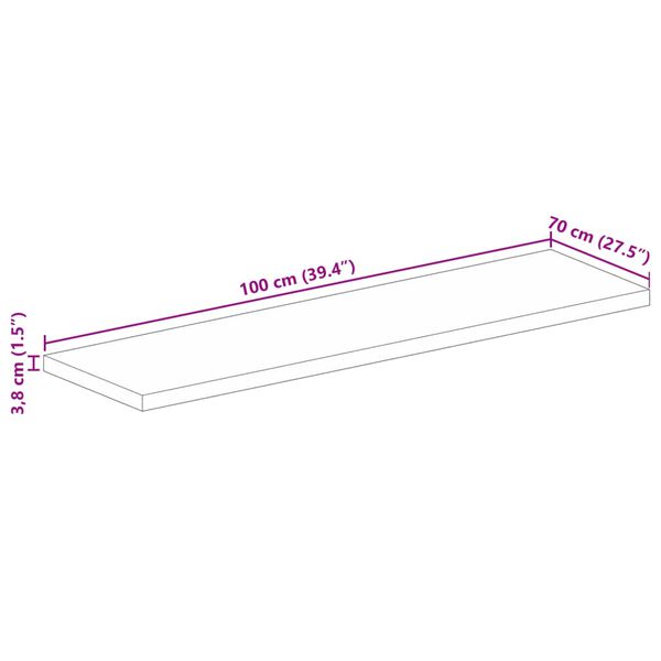 vidaXL Επιφάνεια Τραπεζιού Ορθογώνια 100x70x3,8 εκ. Μασίφ Ξύλο Μάνγκο