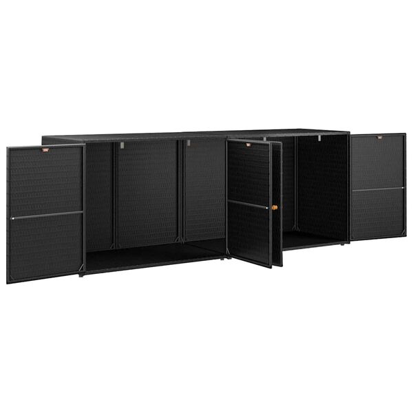 vidaXL Ντουλάπι Αποθήκευσης Κήπου Μαύρο 198 x 55,5 x 80 εκ. από Συνθετικό Ρατάν