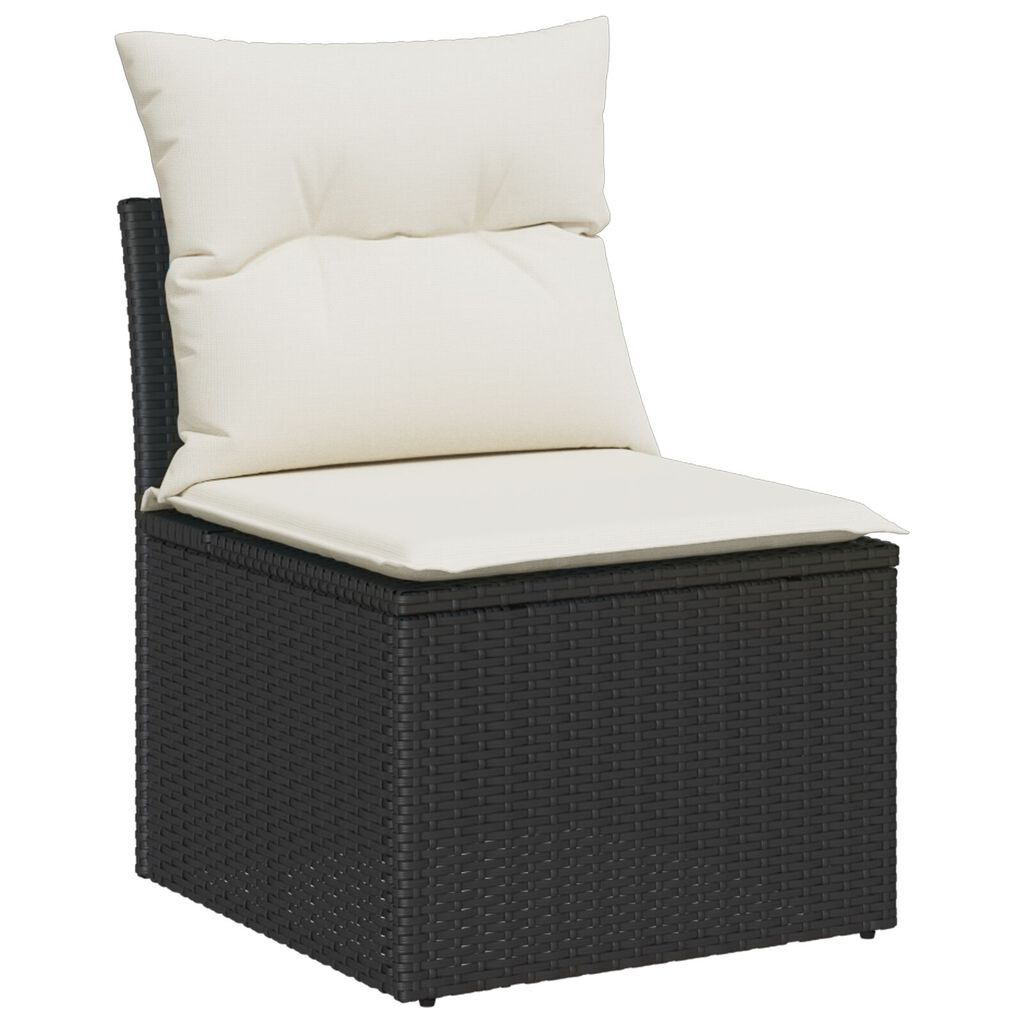vidaXL Σετ Garden Sofa 9 Τεμαχίων με Μαξιλάρια Μαύρο Πολυ Ρατάν