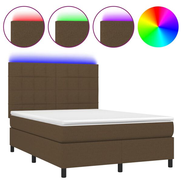 vidaXL &Kappa;&rho;&epsilon;&beta;ά&tau;&iota; Boxspring &mu;&epsilon; &Sigma;&tau;&rho;ώ&mu;&alpha; & LED &Sigma;&kappa;.&Kappa;&alpha;&phi;έ 140x200 &epsilon;&kappa; &Upsilon;&phi;&alpha;&sigma;&mu;ά&tau;&iota;&nu;&omicron;