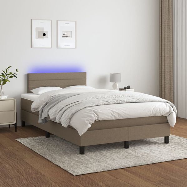 vidaXL &Kappa;&rho;&epsilon;&beta;ά&tau;&iota; Boxspring &mu;&epsilon; &Sigma;&tau;&rho;ώ&mu;&alpha; & LED Taupe 120x200 &epsilon;&kappa;. &Upsilon;&phi;&alpha;&sigma;&mu;ά&tau;&iota;&nu;&omicron;