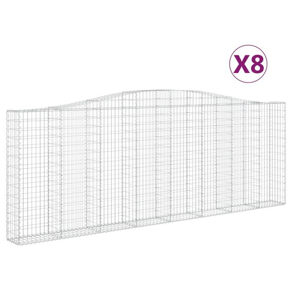 vidaXL Συρματοκιβώτια Τοξωτά 8 τεμ. 400x30x140/160 εκ. Γαλβαν. Ατσάλι