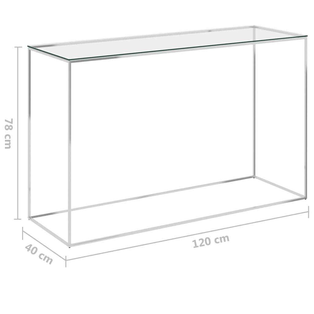 vidaXL Τραπέζι Βοηθητικό Ασημί 120x40x78 εκ. Ανοξείδωτο Ατσάλι / Γυαλί