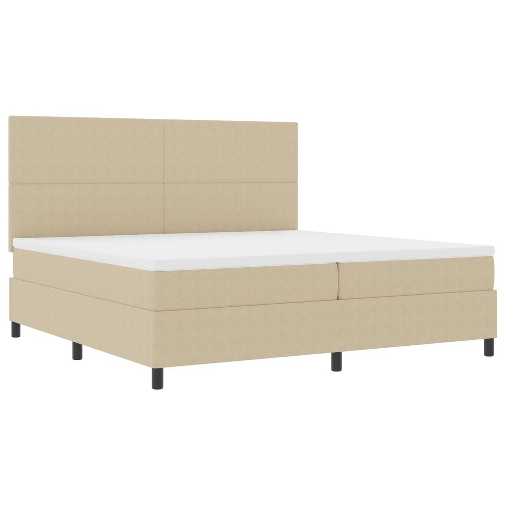 vidaXL Κρεβάτι Box Spring με Στρώμα & LED Φως Γκρί Πράσινο 200x200 εκ. Ύφασμα Σατέν