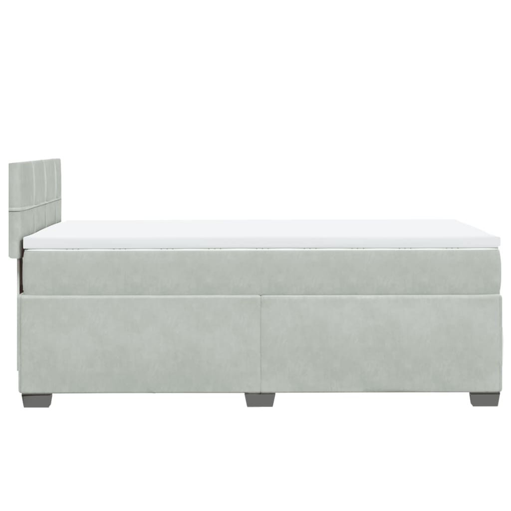 vidaXL Κρεβάτι Boxspring με Στρώμα Ανοιχτό Γκρι 100x200 εκ. Βελούδινο