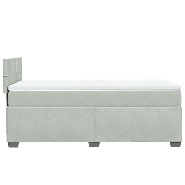 vidaXL Κρεβάτι Boxspring με Στρώμα Ανοιχτό Γκρι 100x200 εκ. Βελούδινο