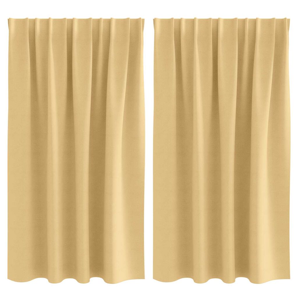 vidaXL Κουρτίνες με κουρτίνες 2 pcs Μπεζ 140 x 140 cm Πολυεστέρας