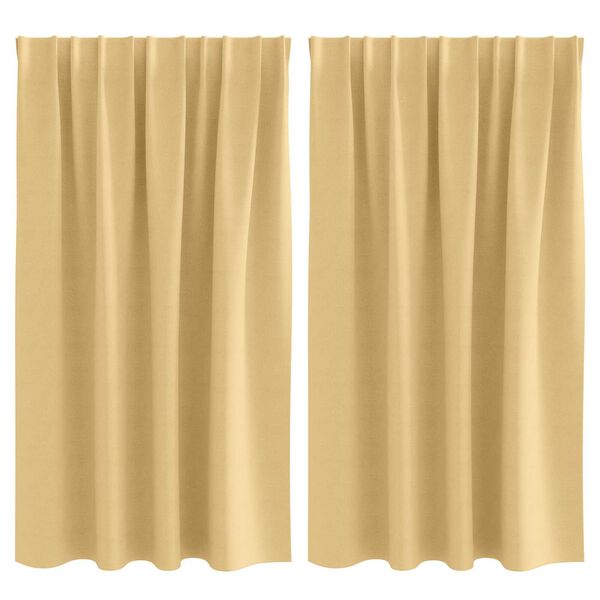 vidaXL Κουρτίνες με κουρτίνες 2 pcs Μπεζ 140 x 140 cm Πολυεστέρας
