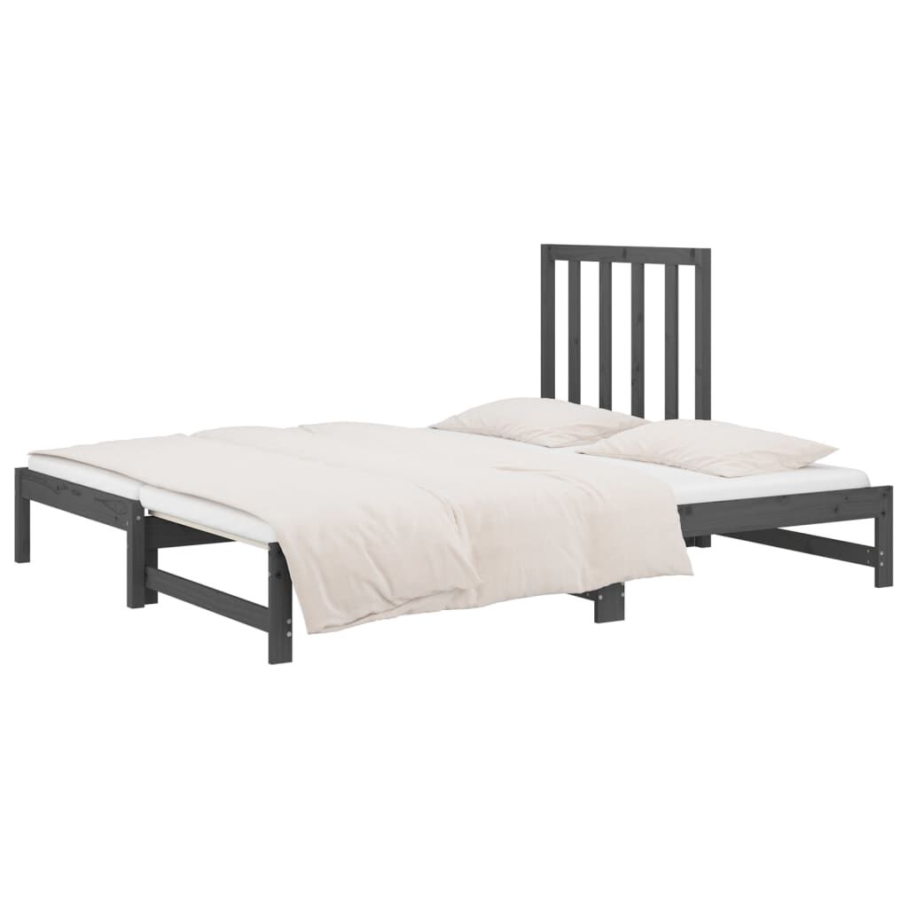 vidaXL Καναπές Κρεβάτι Συρόμενος Γκρι 2x(90x200) εκ. Μασίφ Ξύλο Πεύκου