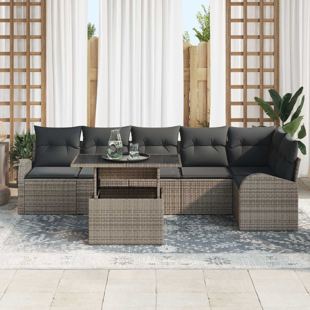 vidaXL Σετ Καναπέ Κήπου 7 pcs Γκρι 100 x 55 x 73 εκ Πολυ ράταν