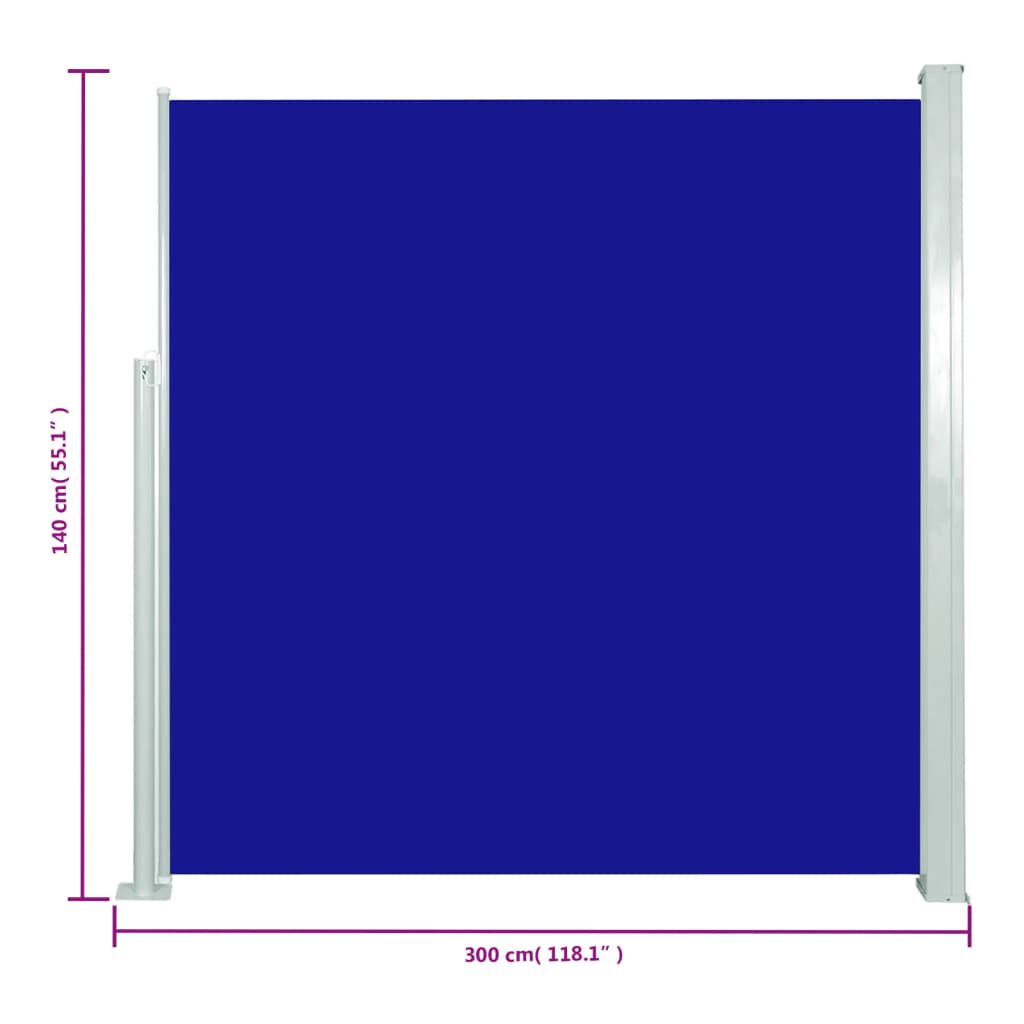 vidaXL Σκίαστρο Πλαϊνό Συρόμενο Βεράντας Μπλε 140 x 300 εκ.