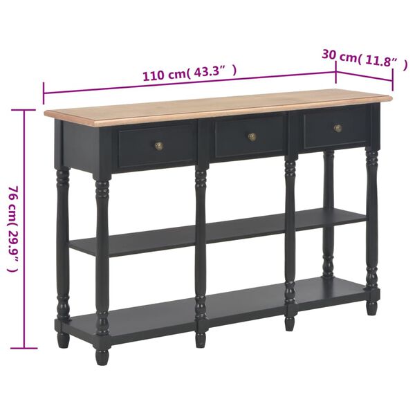 vidaXL Τραπέζι Κονσόλα Μαύρο 110 x 30 x 76 εκ. από Επεξεργασμένο Ξύλο