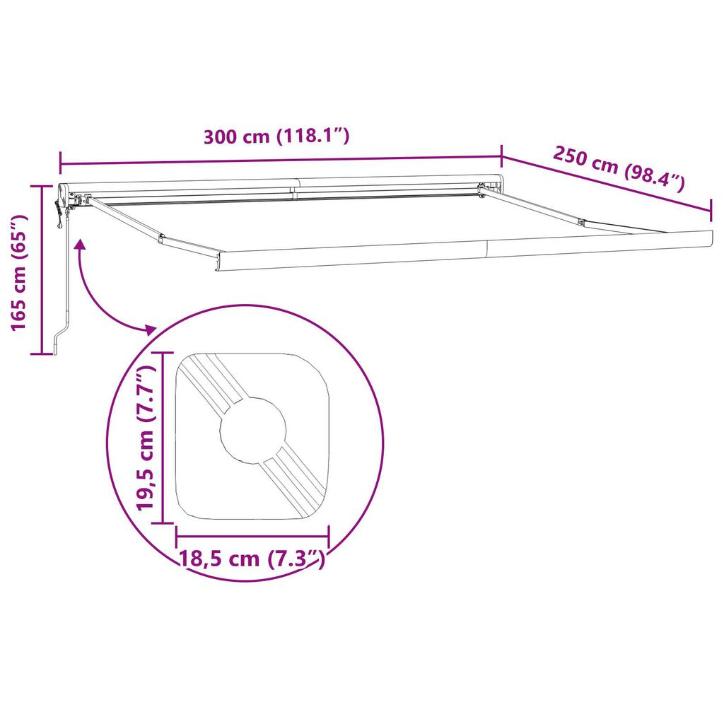 vidaXL Ανασυρόμενη Τέντα Πορτοκαλί και Καφέ 300x250 εκ.