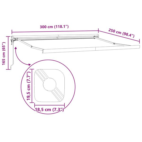 vidaXL Ανασυρόμενη Τέντα Πορτοκαλί και Καφέ 300x250 εκ.