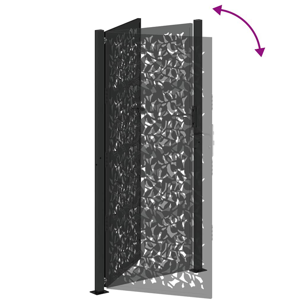 vidaXL Πύλη κήπου Μαύρη 105x205 cm Σχεδιασμός φύλλων χάλυβα