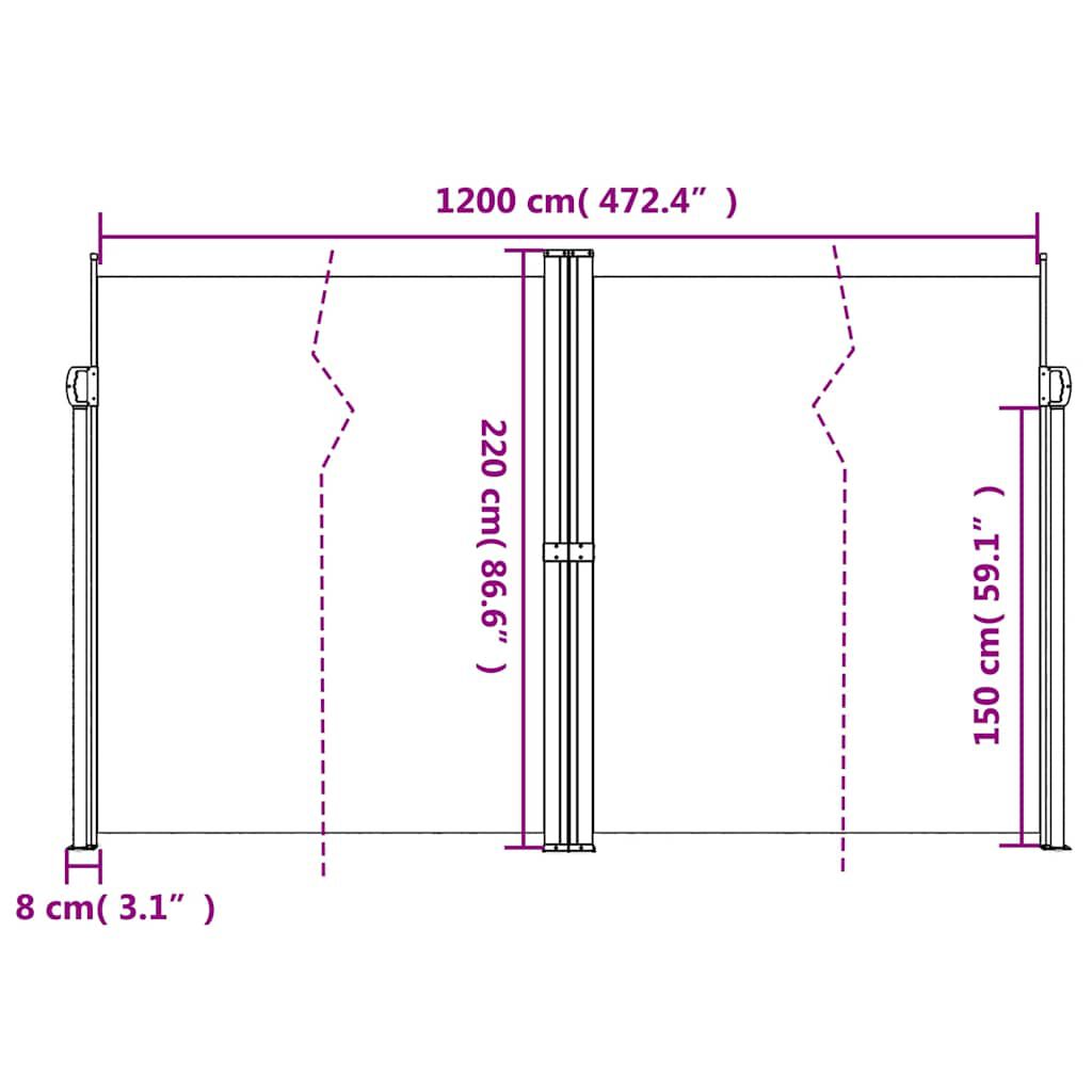 vidaXL Σκίαστρο Πλαϊνό Συρόμενο Ανθρακί 220x1200 εκ.