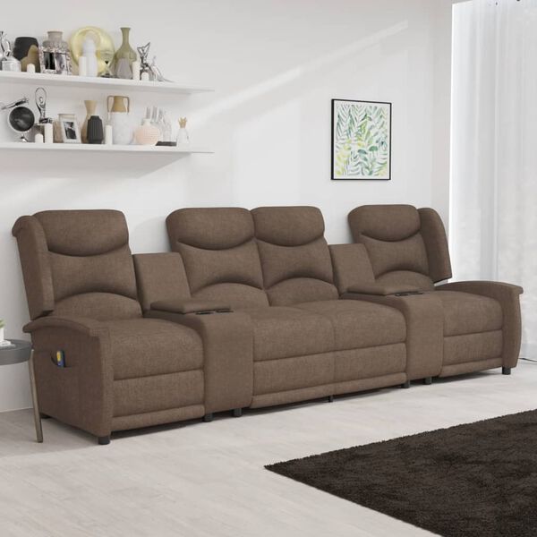 vidaXL Πολυθρόνα Μασάζ Τετραθέσια με Ποτηροθήκη Ανακλινόμενη Taupe