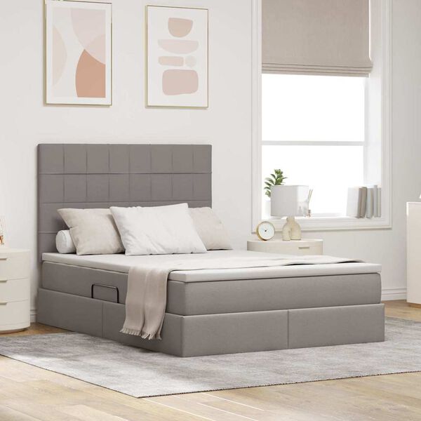vidaXL Κρεβάτι Αποθήκης με στρώμα Taupe 140 x 200 cm Τεχνητό Δέρμα