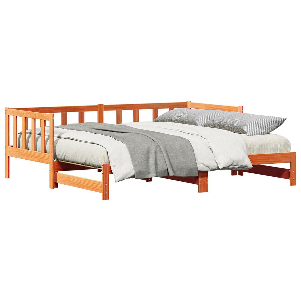 vidaXL Κρεβάτι ημέρας με Pull-out χωρίς στρώμα Καφέ 2x(90x190) εκ