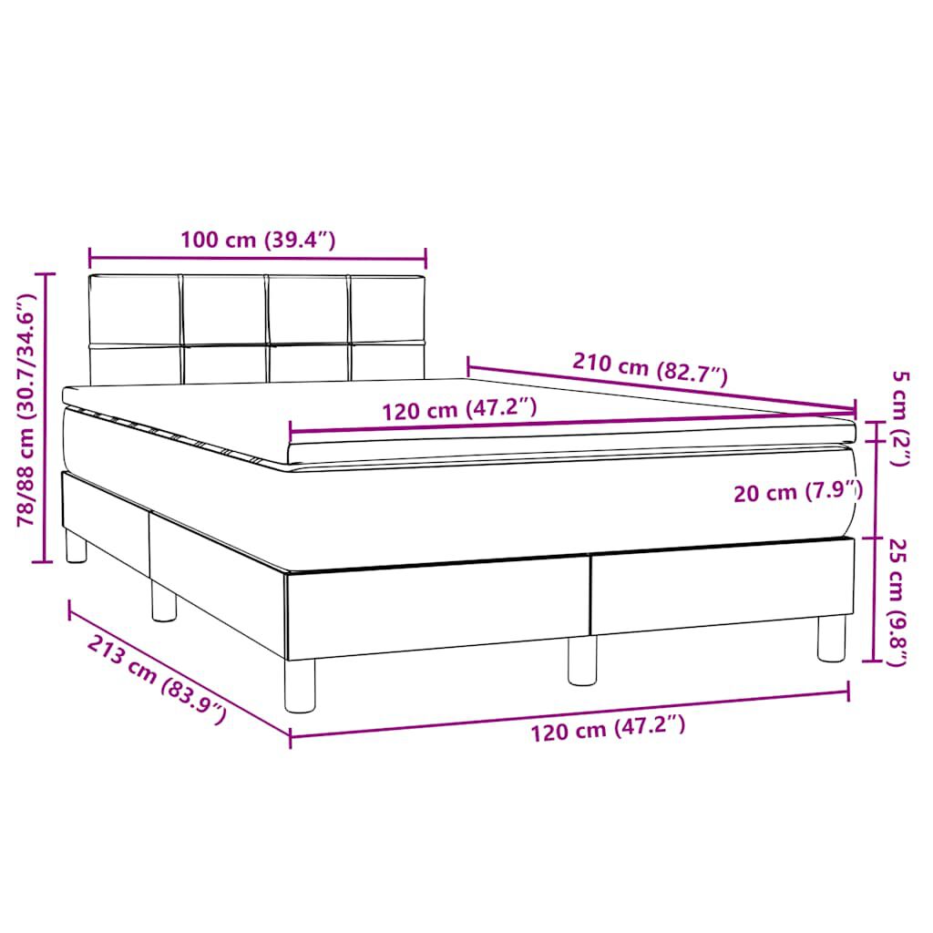 vidaXL Κρεβάτι Boxspring με Στρώμα Σκούρο Πράσινο 120x210εκ. Βελούδινο