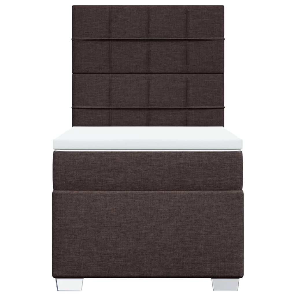 vidaXL Κρεβάτι Boxspring με Στρώμα Σκούρο Καφέ 100x200 εκ. Υφασμάτινο