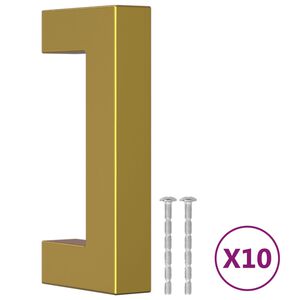 vidaXL Λαβές Ντουλαπιών 10 τεμ. Χρυσές 64 χιλ. από Ανοξείδωτο Ατσάλι
