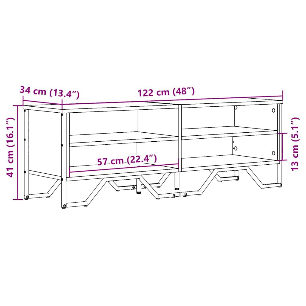 vidaXL Έπιπλο Τηλεόρασης Γκρι Sonoma 122x34x41 εκ. από Επεξεργ. Ξύλο
