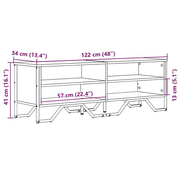 vidaXL Έπιπλο Τηλεόρασης Γκρι Sonoma 122x34x41 εκ. από Επεξεργ. Ξύλο