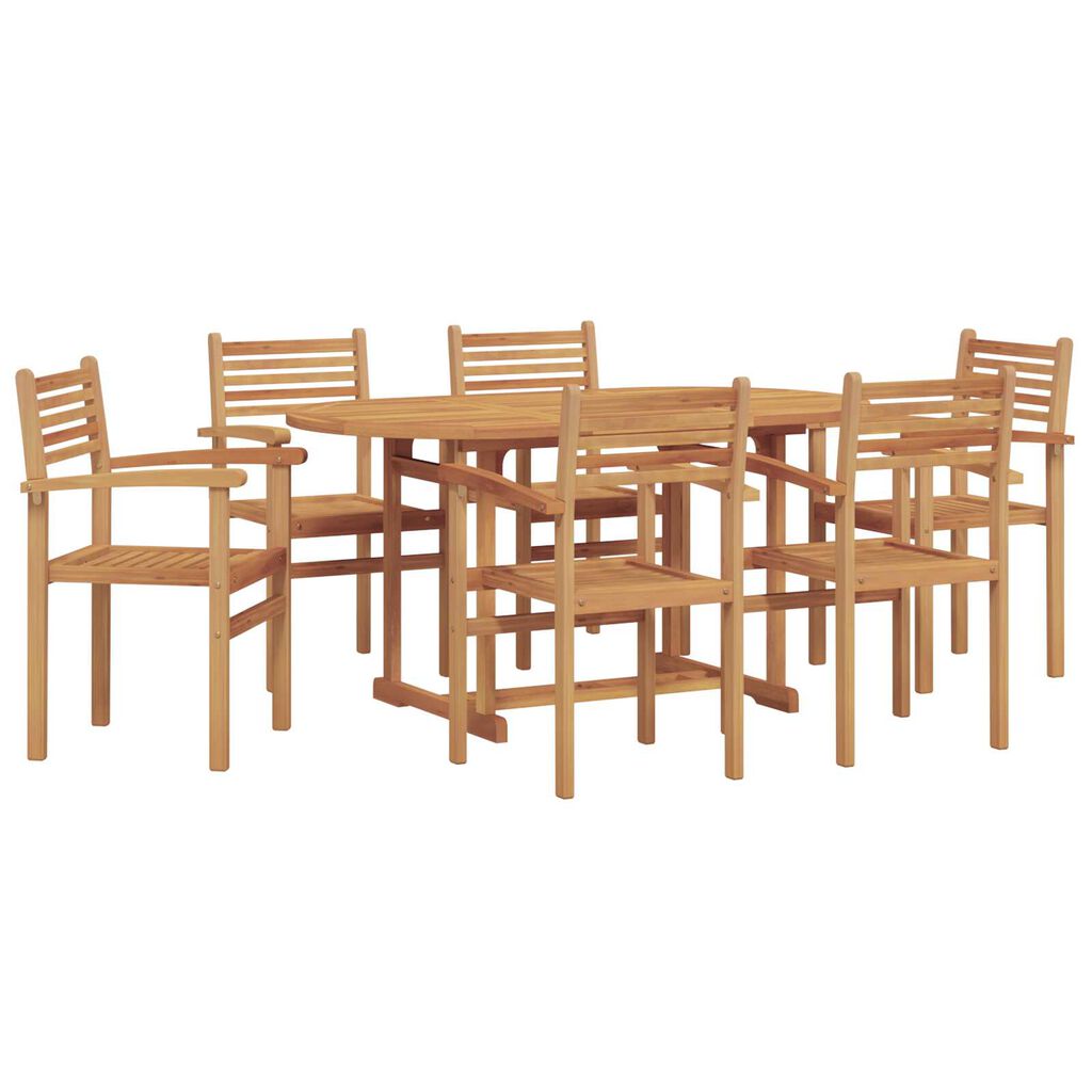 vidaXL Σέτ φαγητού για κήπο 7 pcs Καστανό Μασίφ ξύλο teak