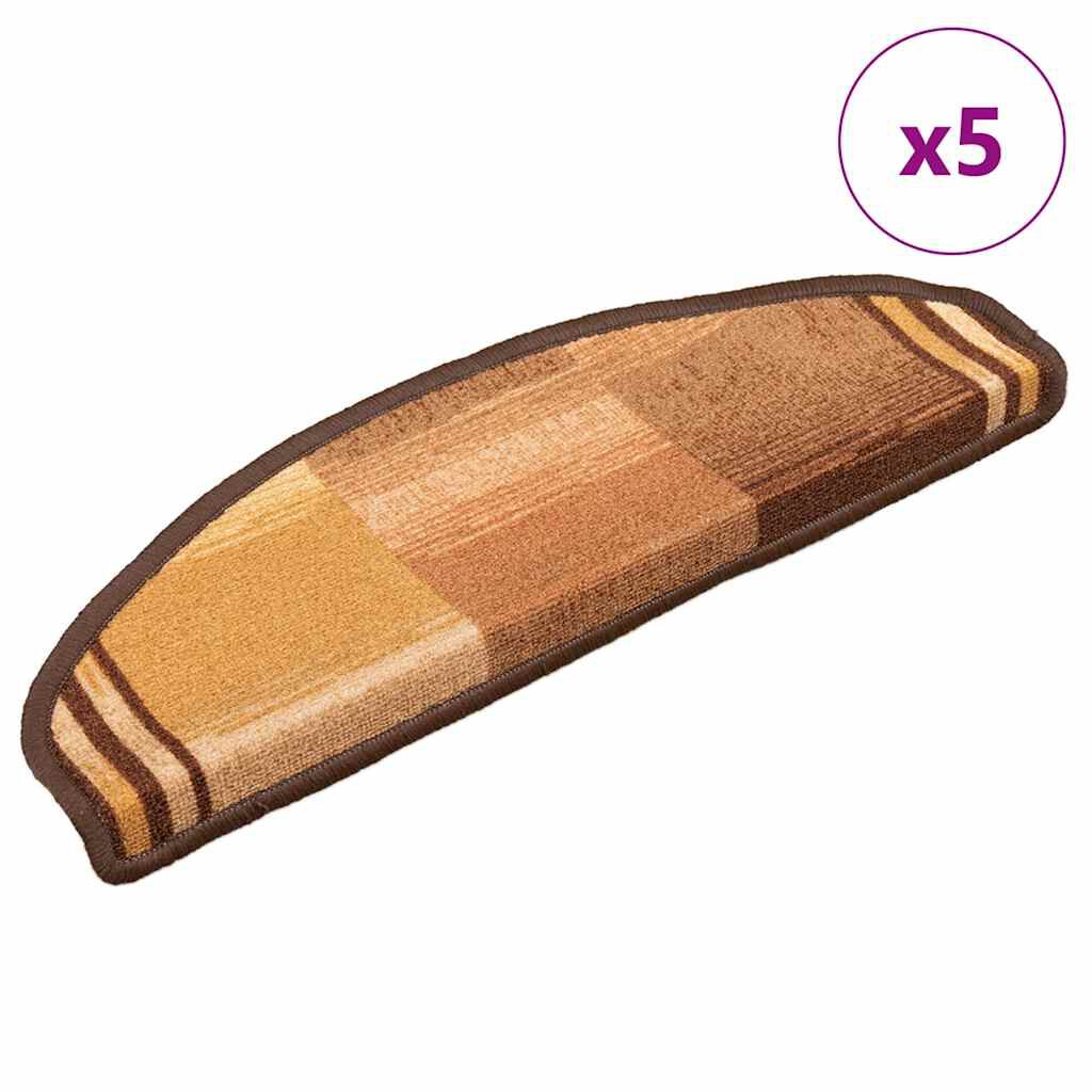 vidaXL Πατάκια Σκάλας Αυτοκόλλητα 5 τεμ. Καφέ 65x21x4 εκ.