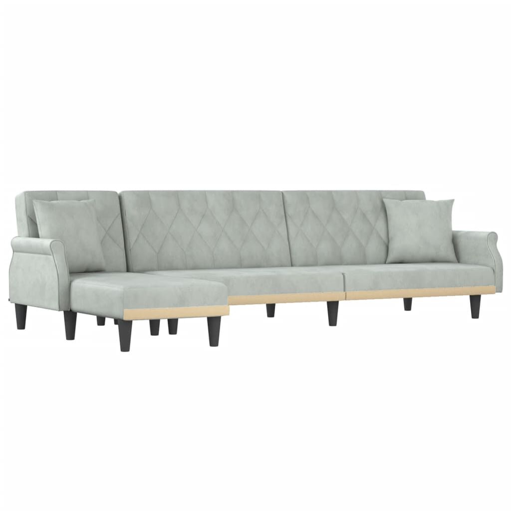 vidaXL Καναπές Κρεβάτι Γωνιακός Αν. Γκρι 271 x 140 x 70 εκ. Βελούδινος