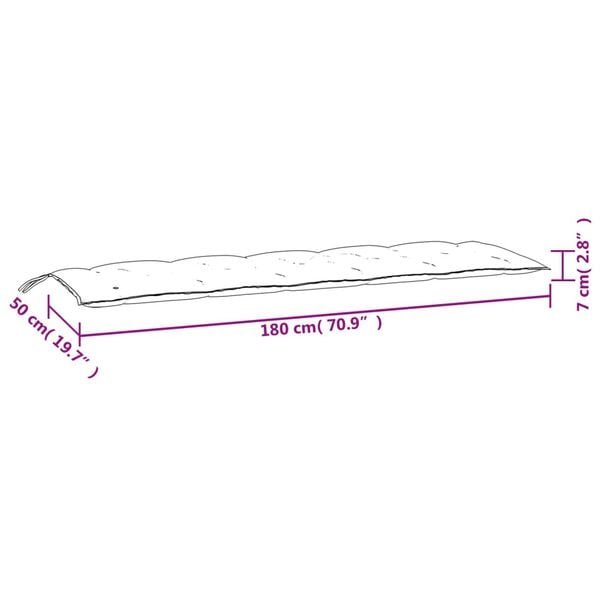 vidaXL Μαξιλάρι Πάγκου Κήπου Κρεμ Μελανζέ 180x50x7 εκ. Ύφασμα