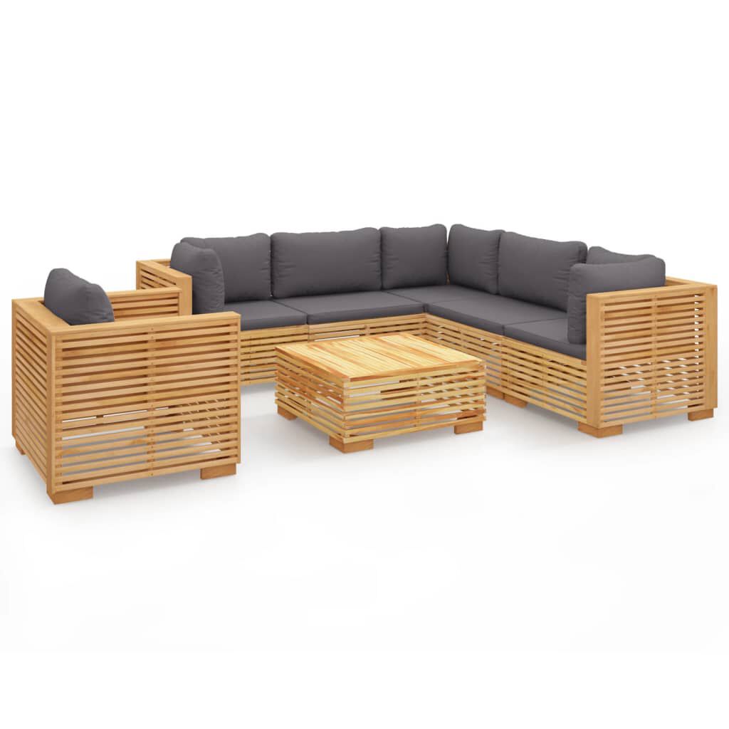vidaXL Σαλόνι Κήπου Σετ 7 Τεμαχίων από Μασίφ Ξύλο Teak με Μαξιλάρια