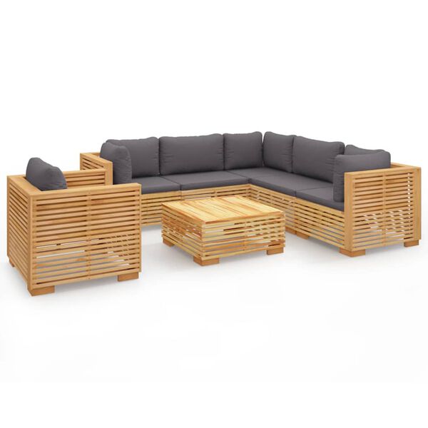vidaXL Σαλόνι Κήπου Σετ 7 Τεμαχίων από Μασίφ Ξύλο Teak με Μαξιλάρια