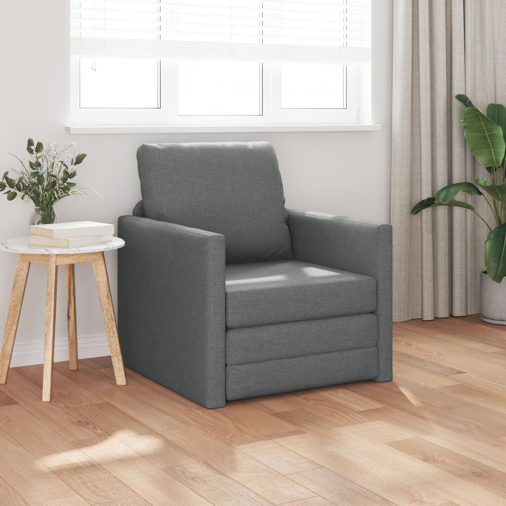 vidaXL Καναπές-Κρεβάτι Δαπέδου 2 σε 1 Σκ. Γκρι 112x174x55 εκ. Ύφασμα
