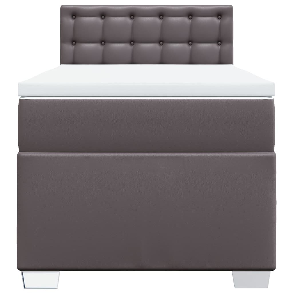 vidaXL Κρεβάτι Boxspring με Στρώμα Γκρι 90x200 εκ. από Συνθετικό Δέρμα