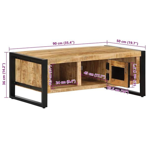 vidaXL Τραπεζάκι Σαλονιού 90x50x36 εκ. από Μασίφ Ξύλο Μάνγκο