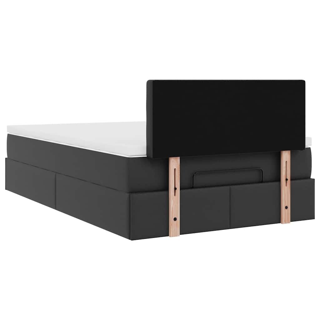 vidaXL Οθωμανικό κρεβάτι με στρώμα Μαύρο 120x200 cm Faux Leather