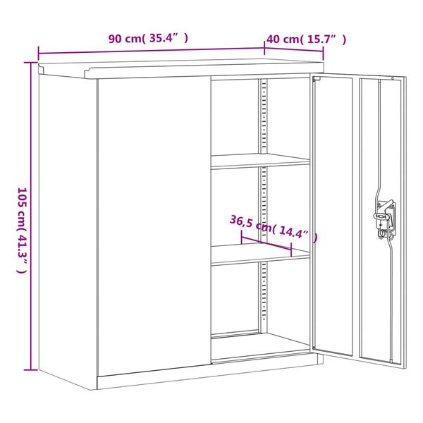 vidaXL Αρχειοθήκη Αν. Γκρι 90 x 40 x 105 εκ. Ατσάλινη