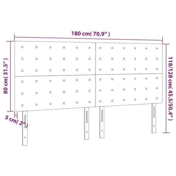 vidaXL Κεφαλάρι Κρεβατιού LED Μπλε 180x5x118/128 εκ. Υφασμάτινο