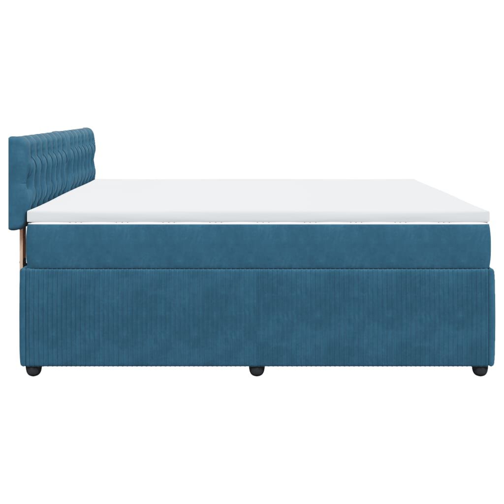 vidaXL Κρεβάτι Boxspring με Στρώμα Μπλε 200x200 εκ. Βελούδινο