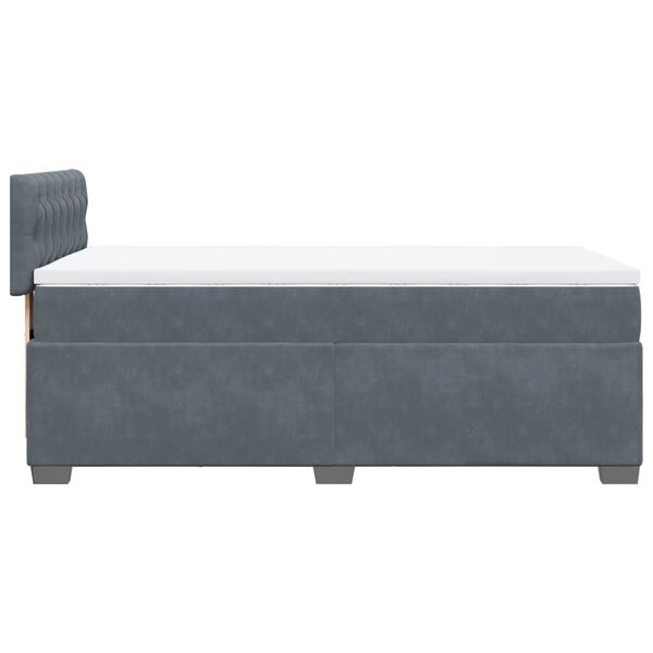 vidaXL Κρεβάτι Boxspring με Στρώμα Σκούρο Γκρι 100x200 εκ. Βελούδινο