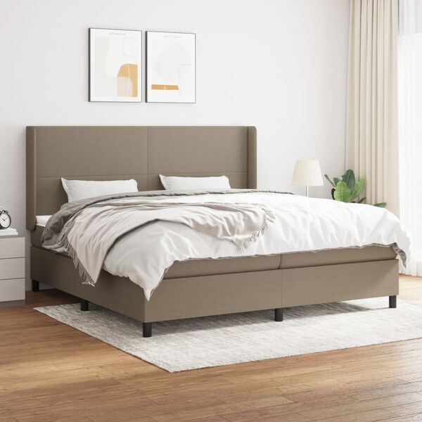 vidaXL &Kappa;&rho;&epsilon;&beta;ά&tau;&iota; Boxspring &mu;&epsilon; &Sigma;&tau;&rho;ώ&mu;&alpha; Taupe 200x200 &epsilon;&kappa;. &Upsilon;&phi;&alpha;&sigma;&mu;ά&tau;&iota;&nu;&omicron;