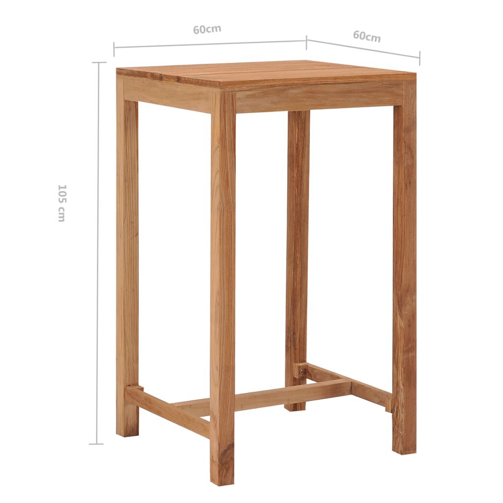 vidaXL Τραπέζι Μπαρ Κήπου 60 x 60 x 105 εκ. από Μασίφ Ξύλο Teak